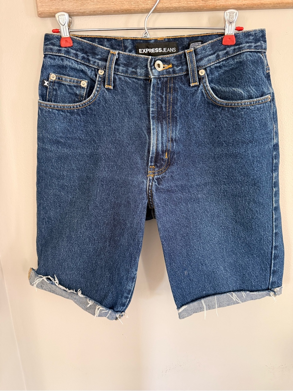 Vintage Express Jeans Women's Dark Blue Denim Jean Shorts